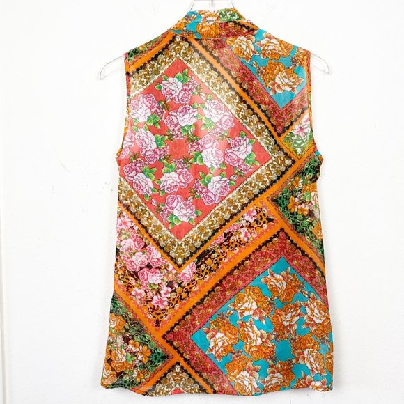 Kut From The Kloth Floral Patchwork Draped Tank L - Picture 2 of 7